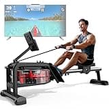 MettleMatic Rudergerät Wasser für zuhause: Bluetooth Rudergeräte mit Tablet-Halter - Rudermaschine 160KG Belastbar und Max Benutzergröße bis 210cm (Schwarz)