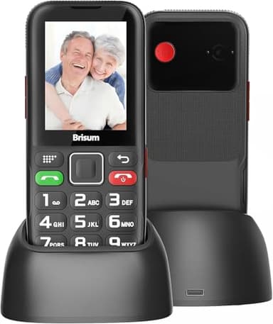Brisum Version F22 Seniorenhandy ohne Vertrag | 2500 mAh Akku Lange Standby-Zeit | Dual SIM mit Notruftaste | Rentner Handy Große Tasten| Großtastenhandy mit Ladestation | 2,4 Zoll Farbdisplay