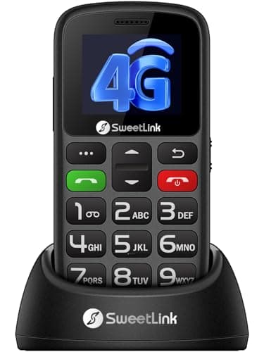 SweetLink S2PLUS 4G Seniorenhandy ohne Vertrag – Dual Nano SIM mit 1400mAh Akku, SOS-Notruftaste, 1,77" Großtasten-Display, Ladestation & FM-Radio | mit Klarer Sprachansage und 12 Tage Standby