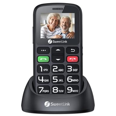 SweetLink S2PLUS Seniorenhandy ohne Vertrag – Dual SIM 2G GSM mit 1400mAh Akku, SOS-Notruftaste, 1,77" Großtasten-Display, Ladestation & FM-Radio | mit Klarer Sprachansage und 12 Tage Standby