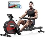 MOSUNY Rudergerät für Zuhause, Magnetisches Rudergerät mit 16 Widerstandsstufen,Upgrade Doppel-Slide-Rails Ultraleise, App-Kompatibel LCD-Datenanzeige, Belastbar bis160kg Rowing