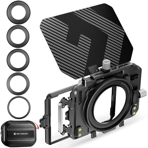 K&F CONCEPT Matte Box Lite mit Top Flag für DSLRs und spiegellose Kameras, kompatibel mit 67mm/72mm/77mm/82mm/95mm Objektiven, kommt mit Filtereinsatz