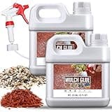 DecorRom Mulch Glue and Mulchkleber - 2L Kieskleber Mulch Binder mit Applikator zum Verkleben von Steinen, Mulch, Kies - Ungiftig Gebrauchsfertig Landschaftskleber Mulch Kleber für Rinde, Gartenwegen
