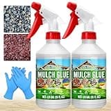 Kieskleber - 1L Konzentrieren Mulchkleber, Gebrauchsfertig Kiesbinder zum Verkleben von Kies, Rinde, Steinen - Harzkieskleber Mulch Glue Binder mit Applikator für Gartenwegen, Rabatten, Landschaftsbau