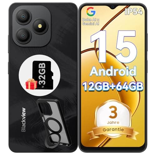 Blackview Wave 9C Handy Ohne Vertrag Günstig 12GB+64GB/2TB TF, IP54 6.56" Android 15 Smartphones Günstig 5000mAh, 13MP Simlockfreie Handys, 4G Dual SIM,OTG mit 1 TF